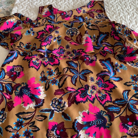 INC Sequined Floral Cold-shoulder Ruffle Blouse - Picture 2 of 5